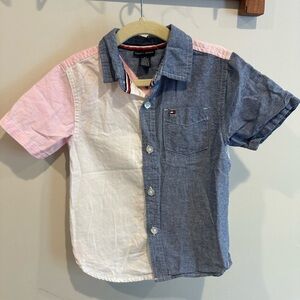 Tommy Hilfiger Short Sleeve Button Down Size 3T Toddler Boys Shirt Chambray